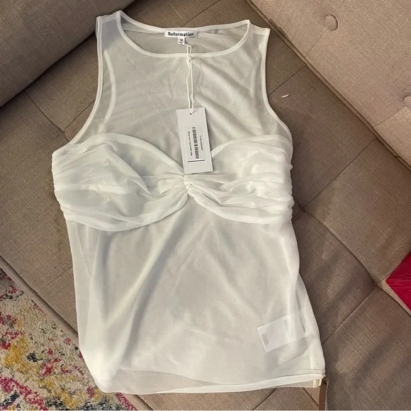 NWT Reformation Rose Knit Top in Ivory Size Medium